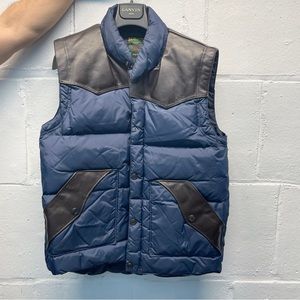 Schott mens puffer vest with leather trim